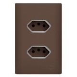 Conjunto Tomada Dupla 10a + 20A - Novara Especiais Marrom Fosco